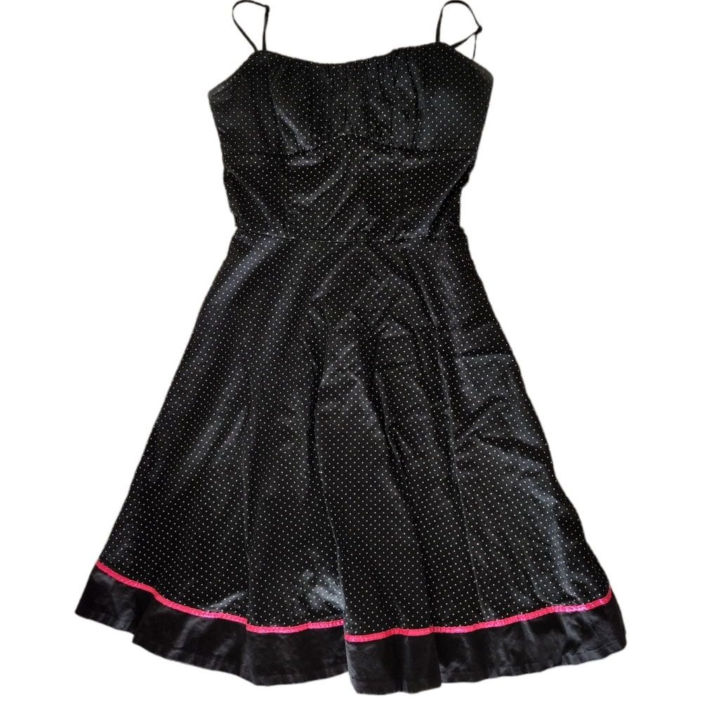 Ruby Rox Women Black Polka Dot Casual Dress With Belt Size 7 Pre Owned
